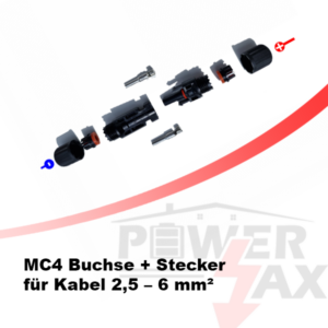 MC4 Buchse mit Stecker für Kabel